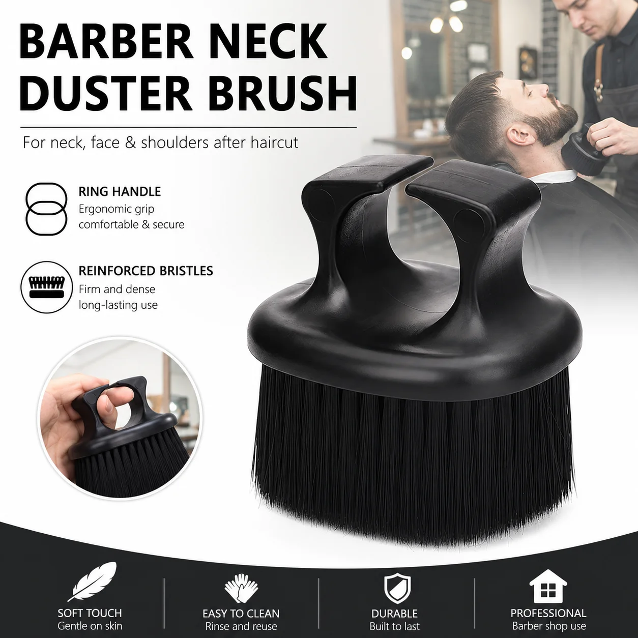 Hairdresser Finger Brush Barber Cutting Clean Hairbrush Neck Duster Brushes Professional Barbershop Styling Tools ﻿