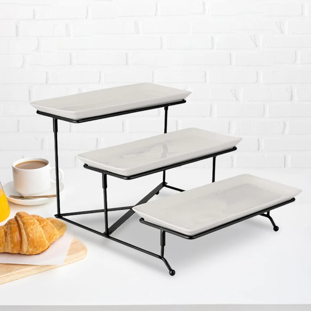 

3 Tier Serving Platters with Rack Rectangular Serving Tray Set Serving Dishes and Platters for Party Entertaining Food Display