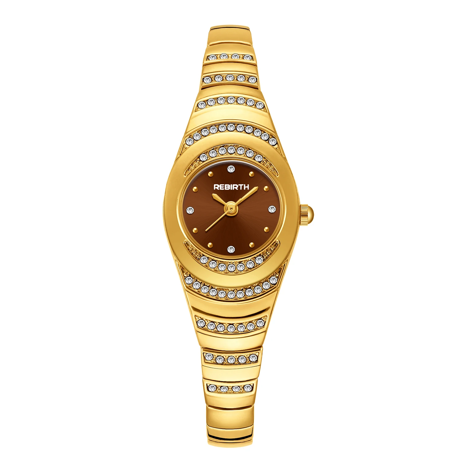 Ebirth Retro Oval Small Dial Full Diamond Steel Band Women's Quartz Watch Light Luxury Waterproof Narrow Strap Women's Watch
