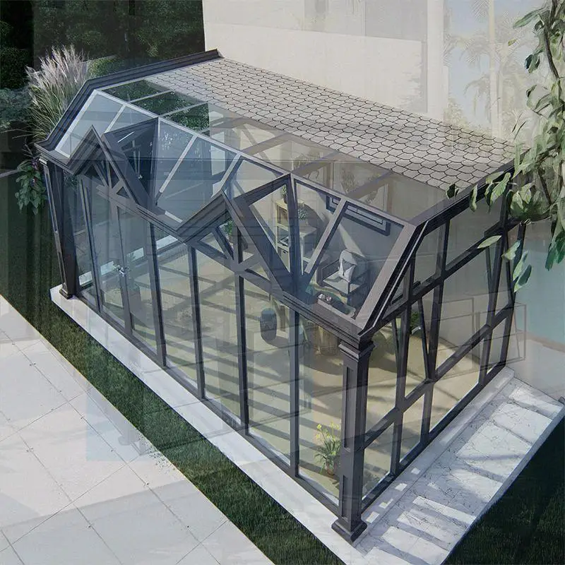 Customizable Modern Glass Sunroom Aluminium Steel Waterproof Sun Protection Houses Villas Resorts Sliding Window Design Free Sta