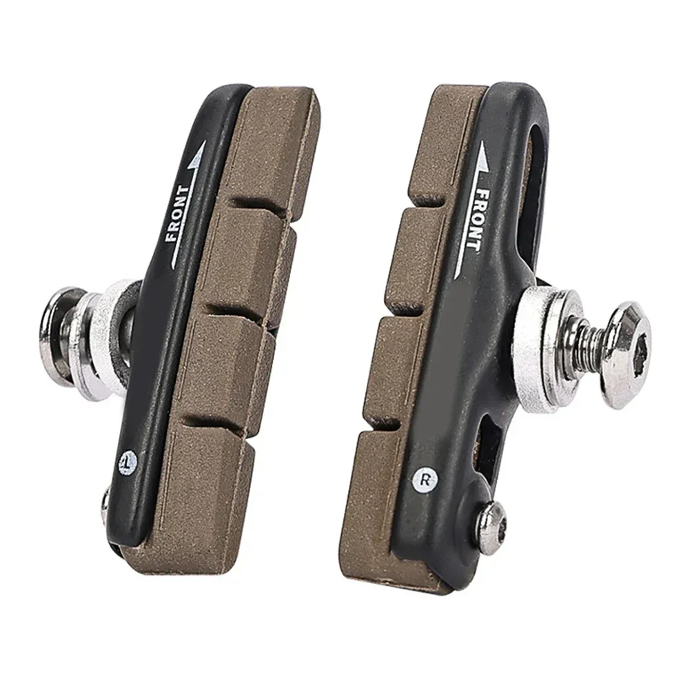 2 Pcs Road Bike Brake Pads Aluminum Alloy For Carbon Fiber Rims C-Brake Pads With Wear-resistant Mud Trough Bicycle Accessories