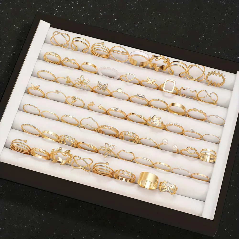 20 قطعة/الوحدة سحر الموضة رائعة فراشة الزهور هندسية الجوف خواتم للنساء ارتداء اليومي مزيج نمط هدايا الحفلات المثالية