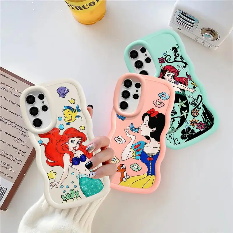 Cartoon Mermaid Snow White Phone Case For Samsung Galaxy S24 S22 Ultra S23 S21 S20 FE Hard Matte Shell Protective Cover Fundas