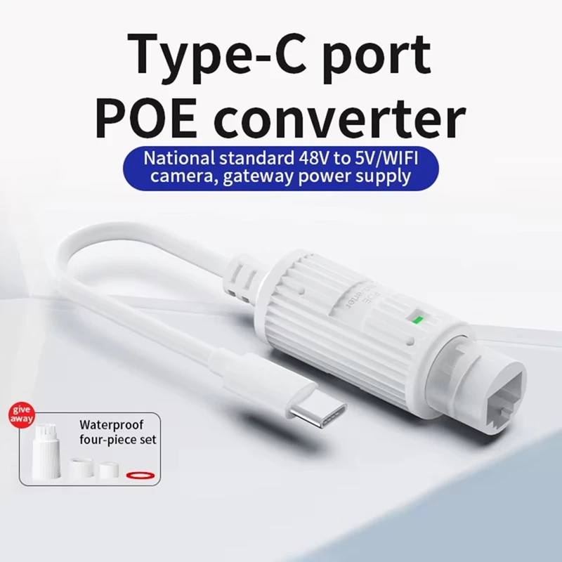 Type C POE Splitter 48V to 5V Power Converter for Security Cameras Hot Sale in Stock