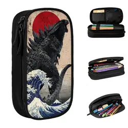 Vintage giapponese godzillato astucci per matite Great Wave astucci per penne borse per ragazze ragazzi materiale scolastico di grande capacità Pencilcases con cerniera