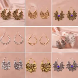 Fashion Vintage Cutout Metal Earrings Silver Color Pendant  Women's Popular Geometric Daily Accessories Jewelry Gifts