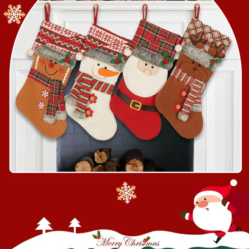 Classic Large Stockings Reusable Christmas Décor With Spacious Capacity Party Supplies Present Bag Festive Holiday Decorations