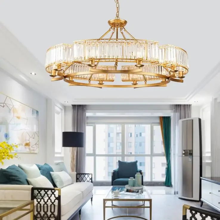 Lámpara de araña larga con personalidad nórdica, modelo de habitación, lámpara de araña americana, candelabro de cristal para sala de estar