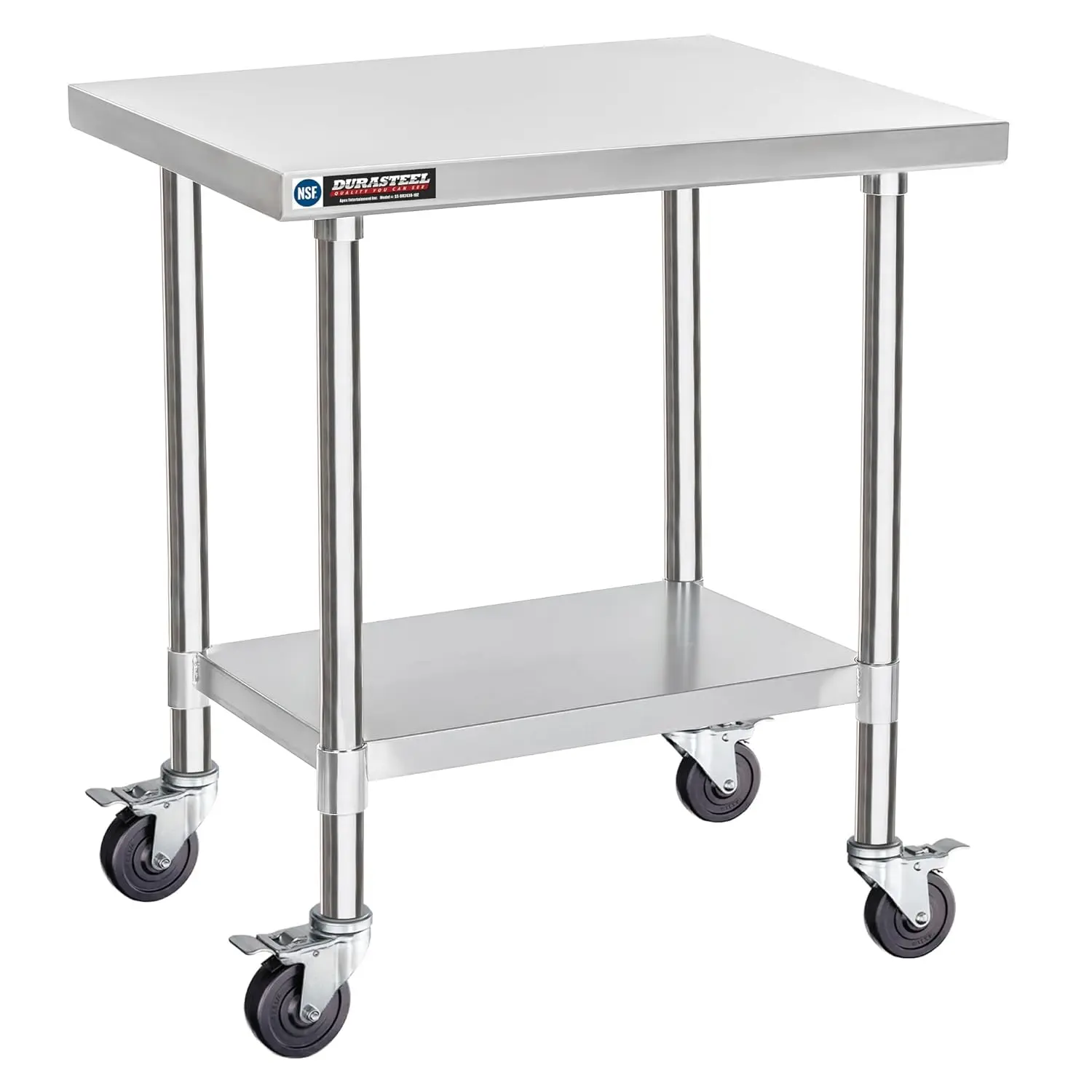 Food Prep Stainless Steel Table -30 x 24 Inch Metal Table Cart - Commercial Workbench with Caster Wheel -