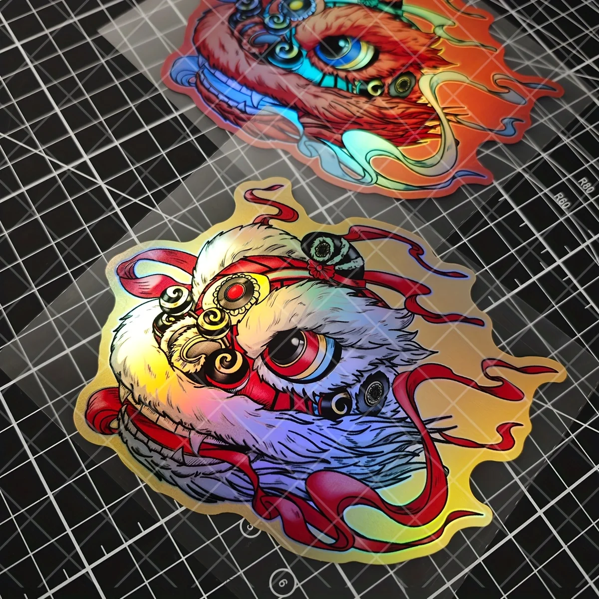 

2Pcs Chinese Lion Dance Vinyl Stickers, JDM Style Lucky Decals for Car, Motorcycle, Scooter & Laptop
