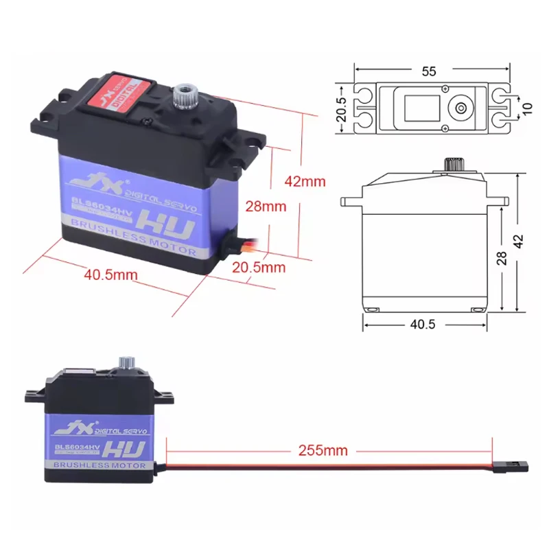 JX Servo BLS6034HV 34kg 7.4V Brushless HV Metal Gear Digital Servos For RC Cars Crawler RC Boat Robot Airplane Helicopter