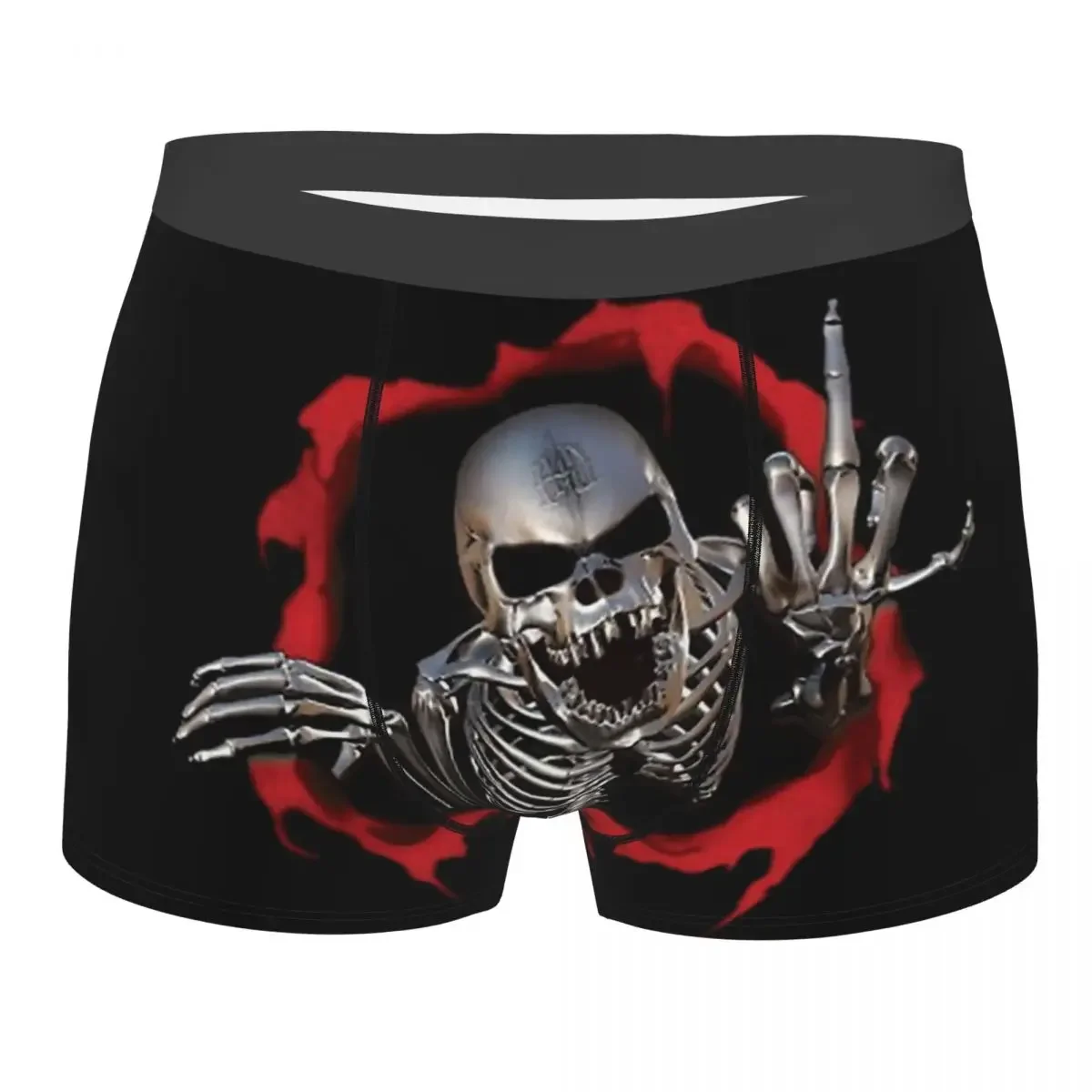 Giving The Finger Man's Boxer Briefs Underpants Skeleton Skull Bone Highly Breathable High Quality Gift Idea