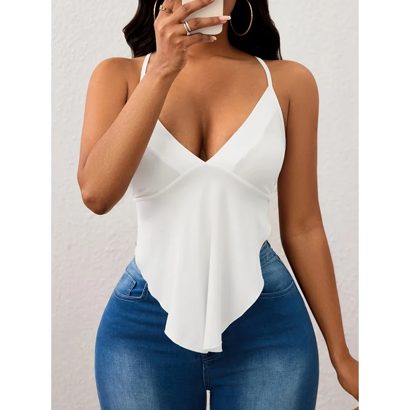 

Women's Elegant Black Top - Non-See-Through Thin Strap Blouse, Washable Everyday & Formal Tops