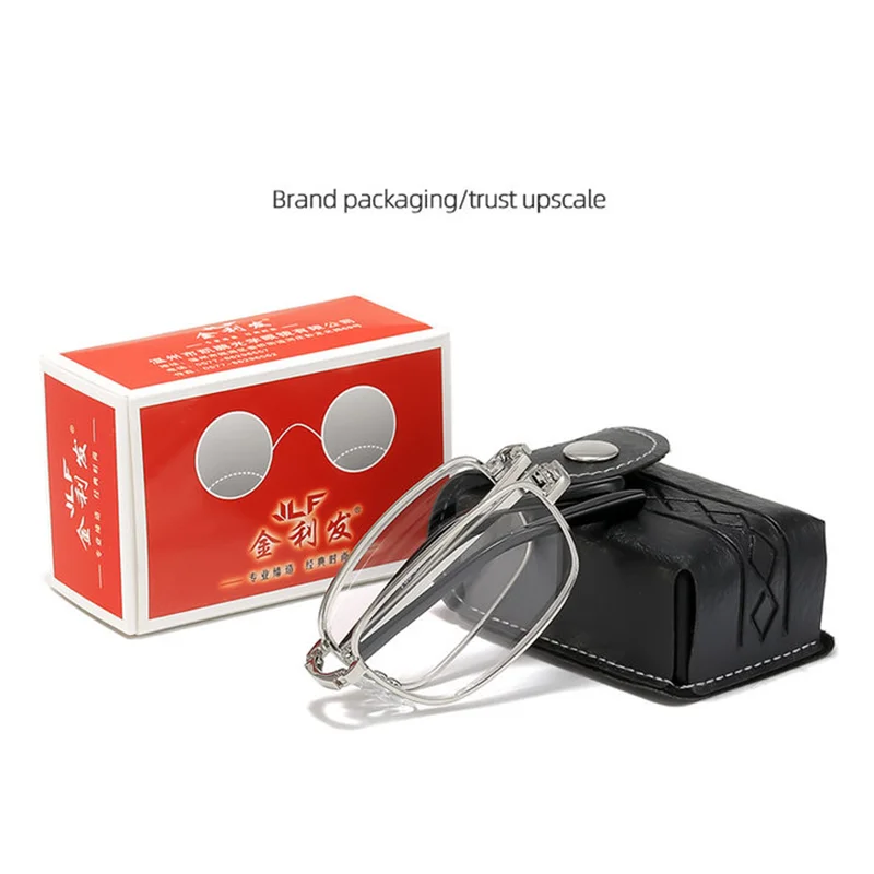 Retro-Klapp-Lesebrille, quadratischer Rahmen, tragbare Mini-Brille, Dioptrien, Sehhilfe, Unisex, 0,5 + 0,75 + 125 + 175 + 500 + 550 + 600 – Detail 1