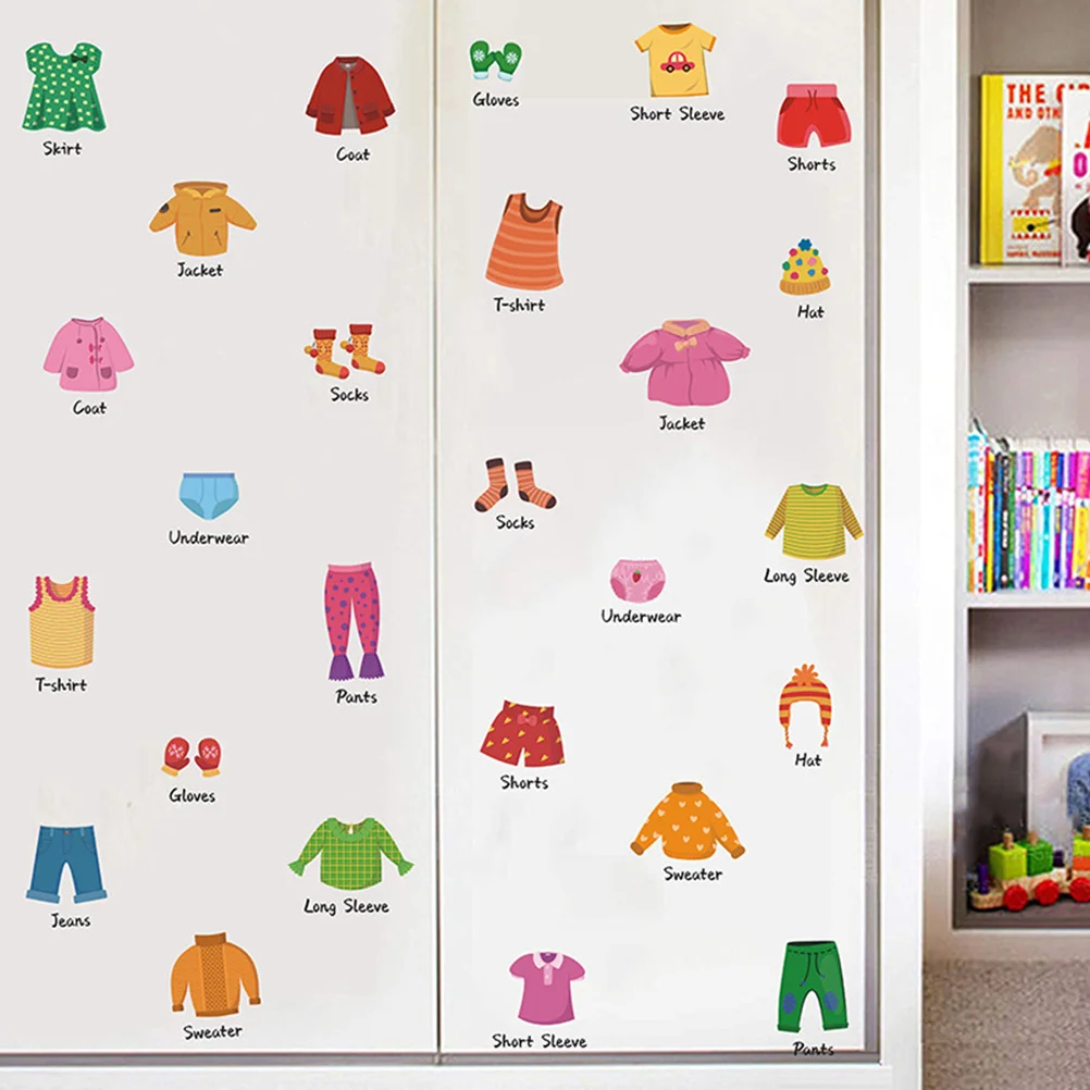 

1Set Childrens Clothes Labels PVC Safe Decals for Bedroom Closet Nursery Room Decoration Clothing Labels for Kids