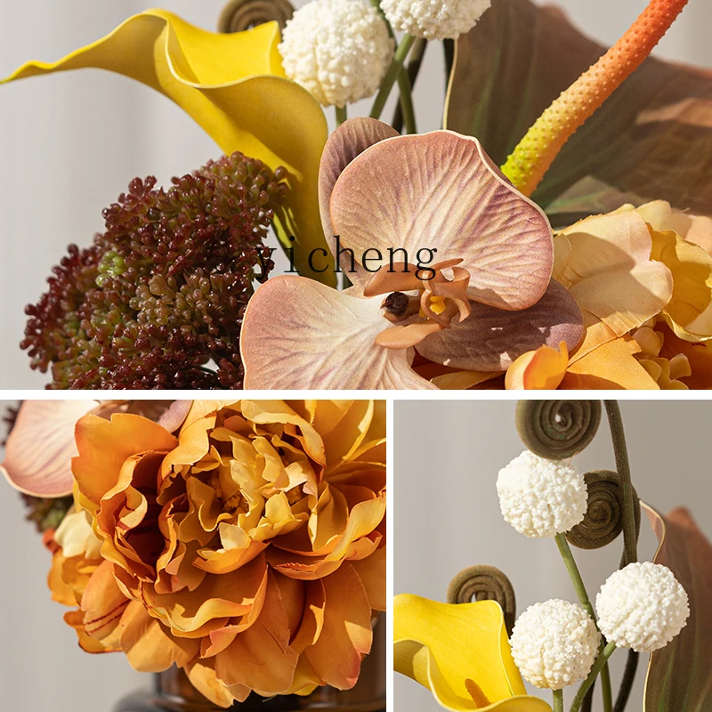 FY Jewelry Hotel Glass Amber Vase Floral Indoor Decoration Desktop Ornament