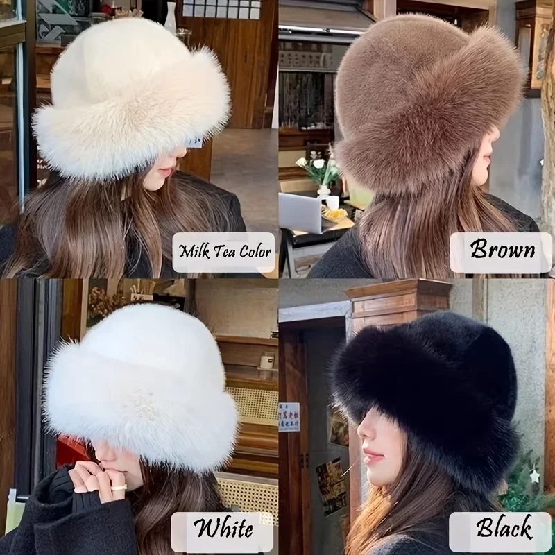 Ladies' faux leather winter hat, thick and warm Mongolian wind hat, multifunctional ear protection design, fashionable style