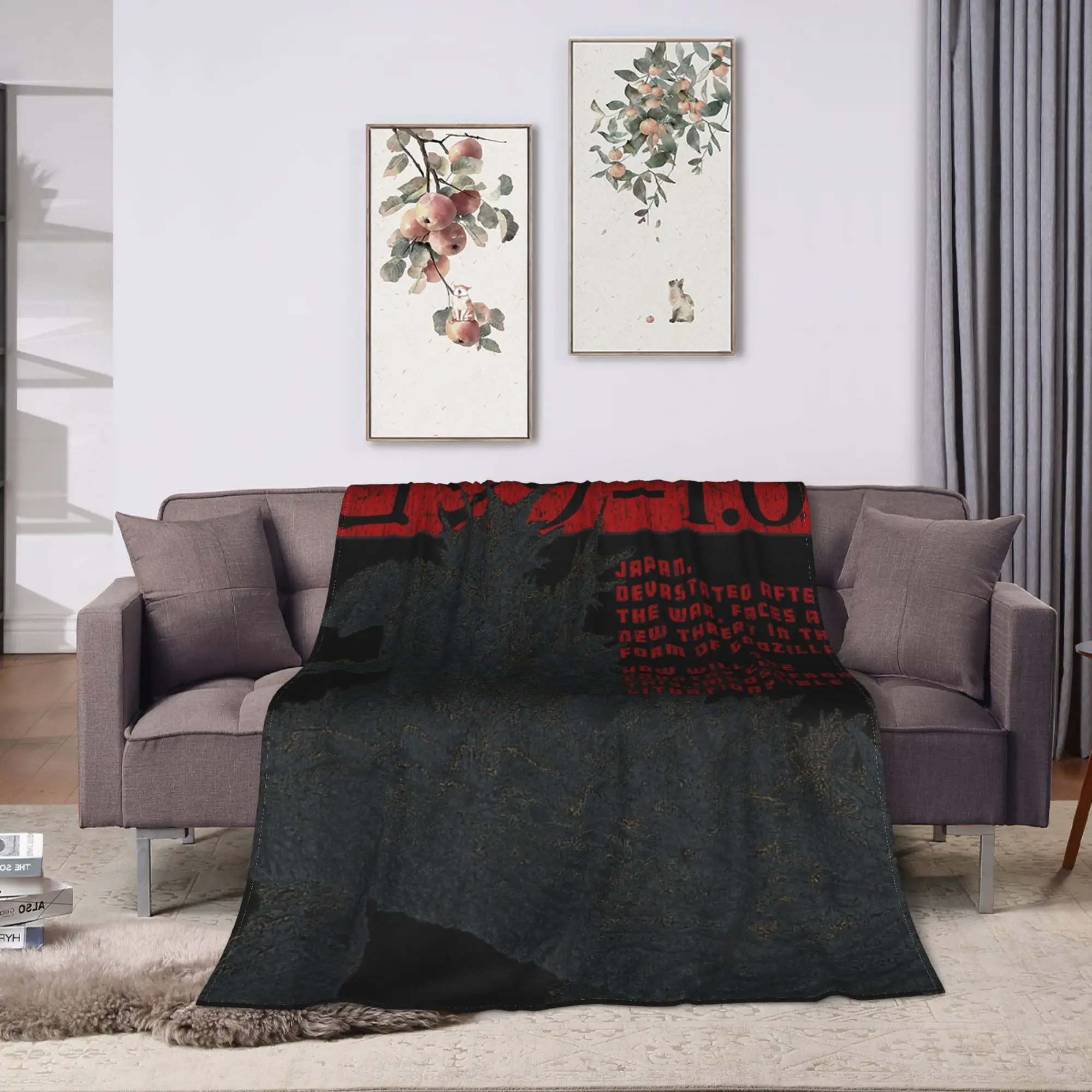 Godzilla Minus One Newsprint Movie Flannel Blanket  Soft Durable Throw Blanket for Couch Bed Fluffy Bedspread Sofa Bed Cover