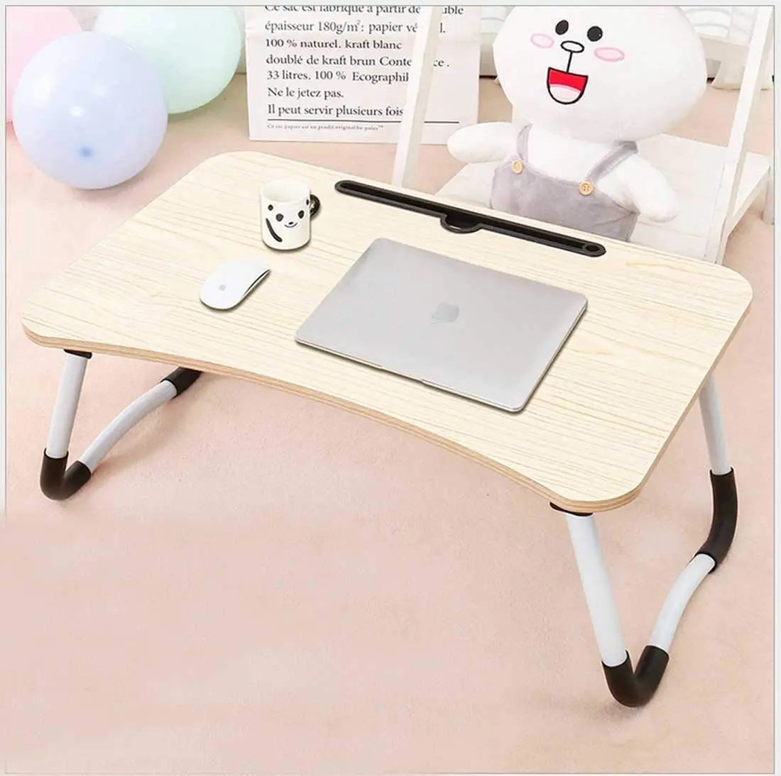 Multi-functions Mini Folding Table Large Portable  For Bed Laptop Bedroom  Desk Tray Stand with Cup Holder