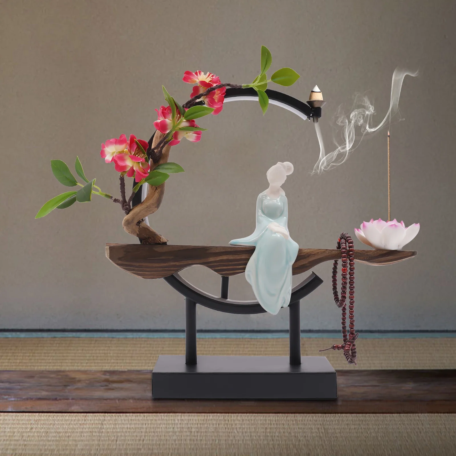 

Держатель для благовоний с обратным потоком и светодиодной подсветкой, керамическая курильница с обратным потоком, идеально подходящая для отдыха или домашнего декора