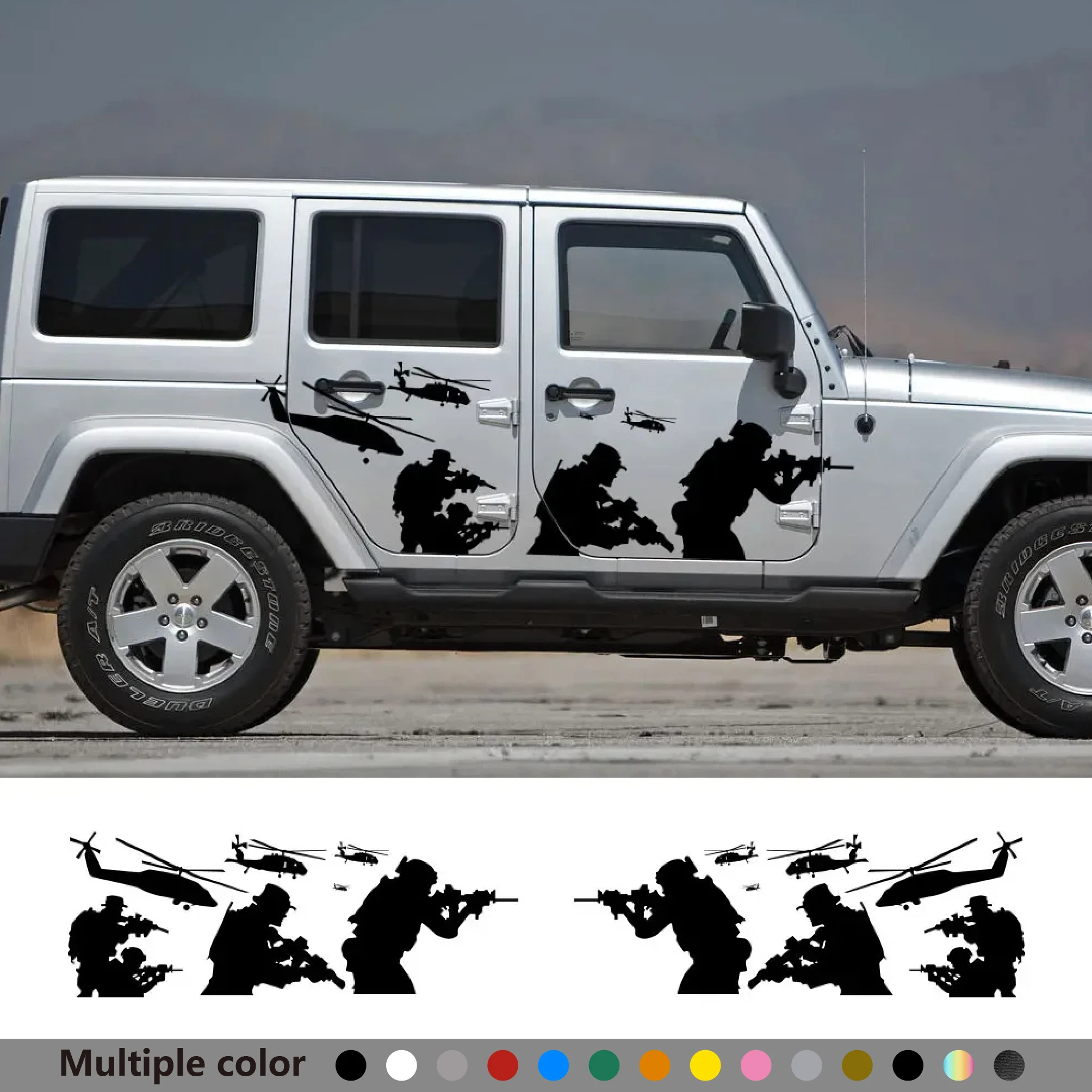 

Виниловые наклейки на дверь автомобиля, для Jeep Wrangler Unlimited Rubicon JK TJ Jl YJ вертолет, солдаты, спортивные наклейки, автомобильные аксессуары