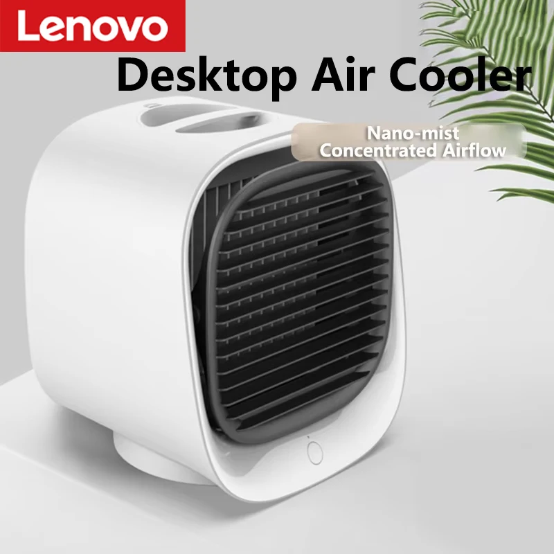 Ventilador Mini Refrigerador Lenovo, Ar Condicionado USB para Mesa, Ventilador Elétrico para Escritório, Casa, Dormitório Estudantil, Presente
