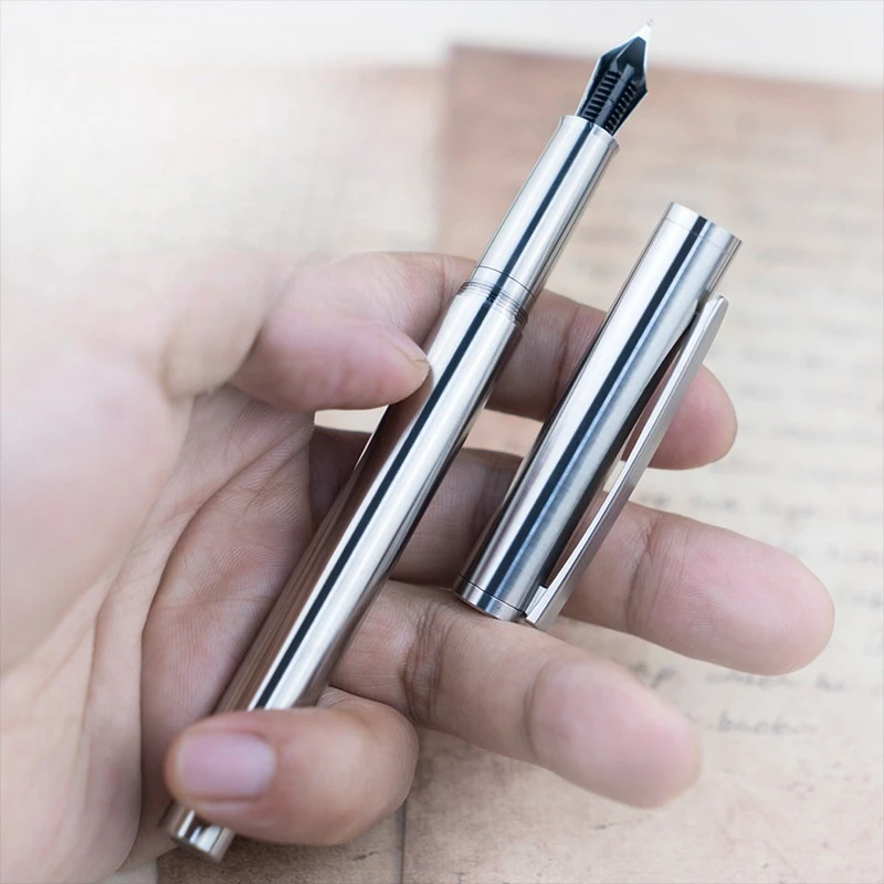 Titaner Blue Titanium Alloy Fountain Pen Practice German Bock Pen Tip Gift F 0.5 Business Signature Pen Corporate Client Pens