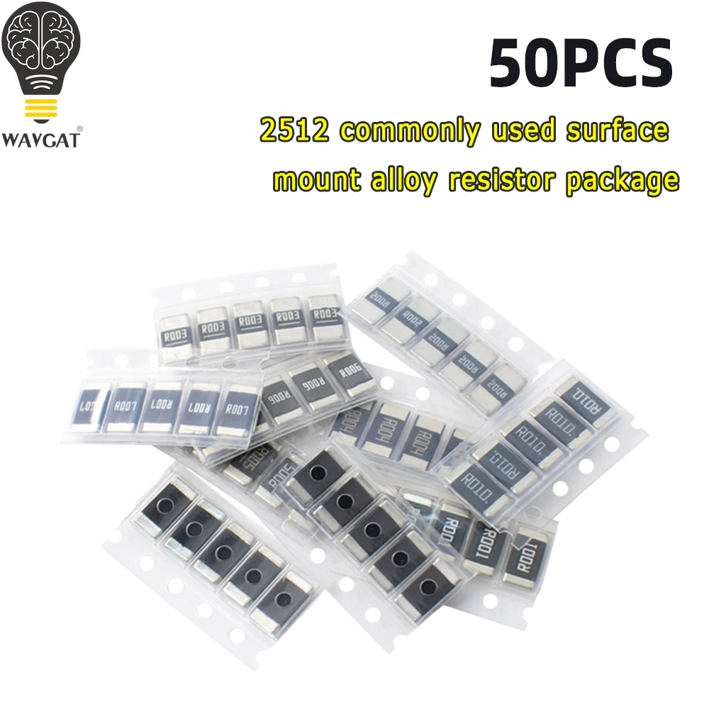50PCS Alloy resistance 2512 SMD Resistor Samples kit ,10 kindsX5pcs=50pcs R001 R002 R005 R008 R010 R015 R020 R025 R050 R100