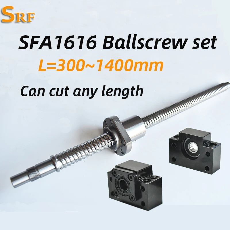 

Big pitch Ballscrew RM1616 Set:SFA1616 300~1400mm any length C7 Single Ball Nut BK/BF12 end support with CNC Parts