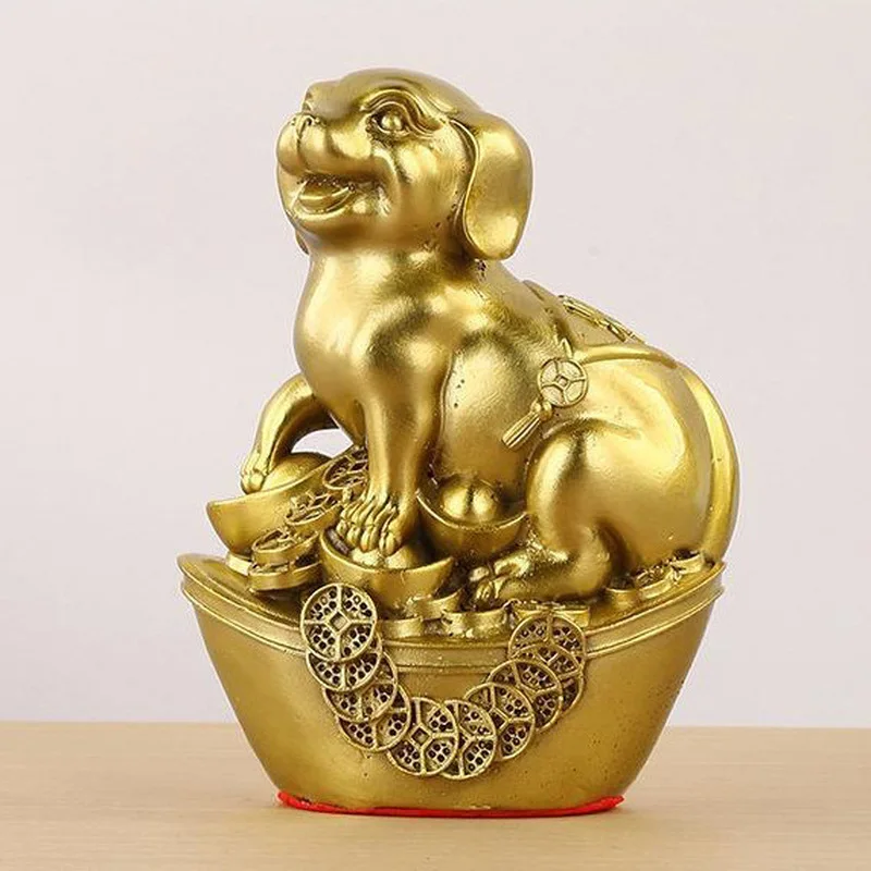 Ornament, Brass Golden , Money and Treasure Bowl Dog, Home Living Room Entryway Craft Decoration