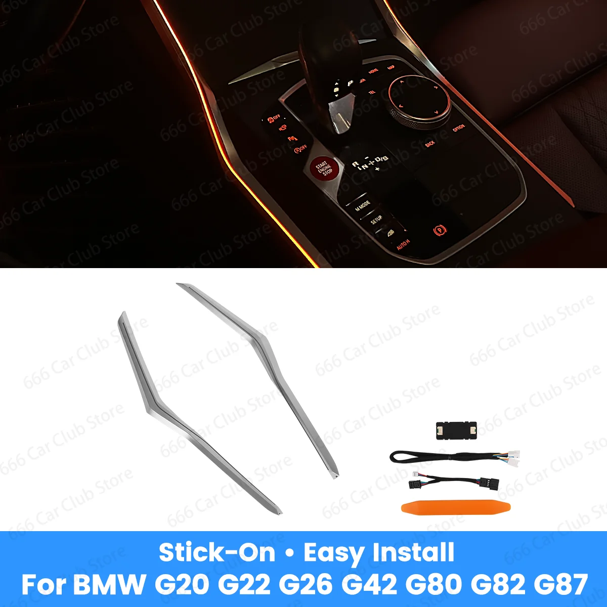 

Adhesive Style Center Console Saddle Light For BMW New 3/4 Series G20 G22 M3 M4 11 Color Car Ambient Lighting Inside The