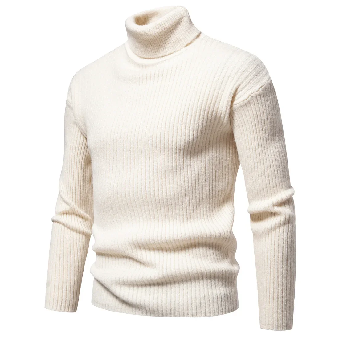 Caldo autunno inverno maglione uomo tinta unita pullover lavorati a maglia uomo dolcevita allentato maglione lavorato a maglia Casual pullover caldi uomo top