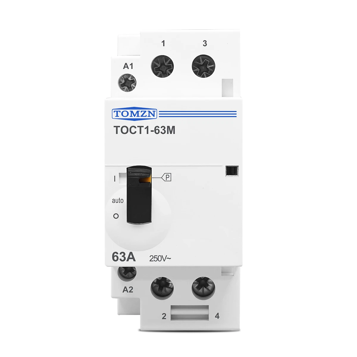 TOMZN TOCT1 2P 63A 220V/230V 50/60Hz Din Rail Household AC Modular Contactor With Manual Control Switch 2NO or 1NO 1NC or 2NC