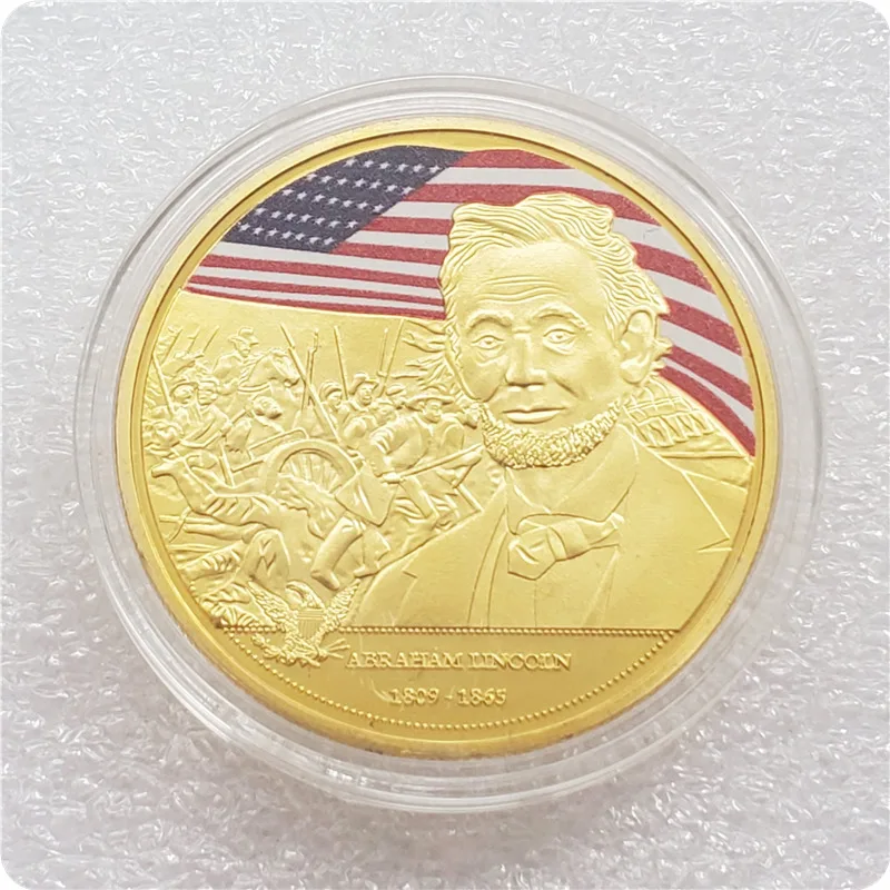 الرئيس الأمريكي 16th أبراهام لينكولن تذكارية عملة مطلية بالذهب تذكارية مجموعة الفن