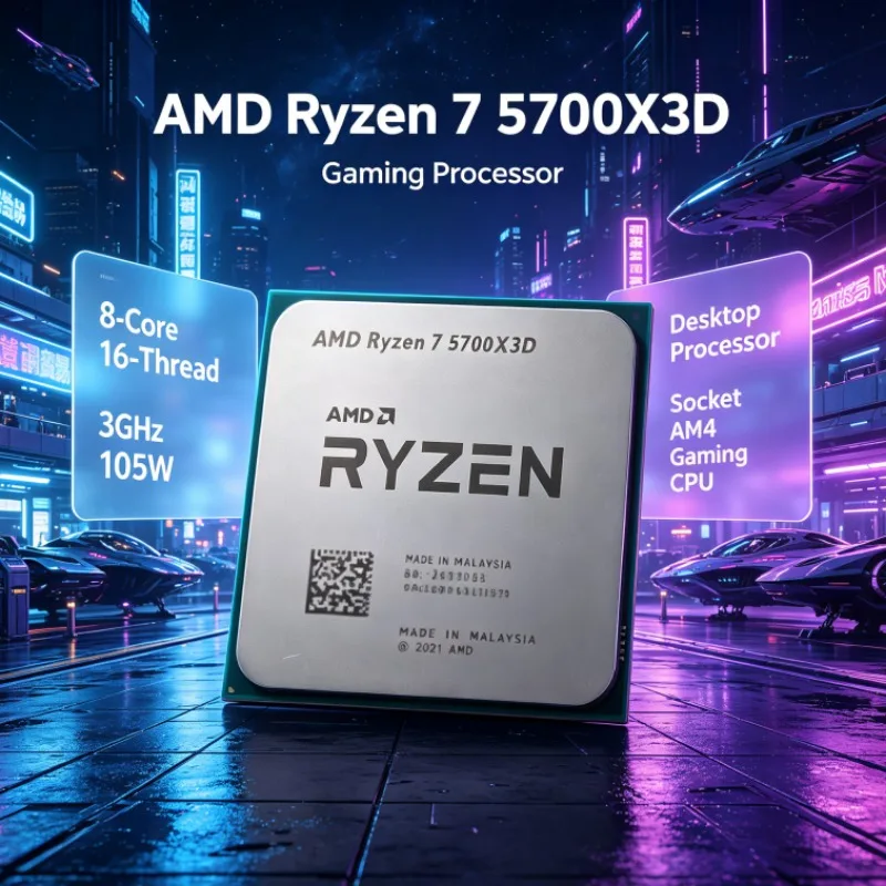 AMD R7 5700X3D Socket AM4 Desktop Processor 8 Cores 16 Threads 3.0GHz Up to 4.1GHz 105W DDR4 CPU