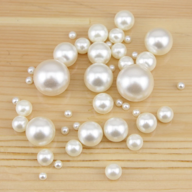 1.5mm-14mm biały/kość słoniowa bez otworu ABS imitacja okrągłe perły koraliki luźne koraliki DIY tworzenia biżuterii Craft scrapbooking dekoracyjna