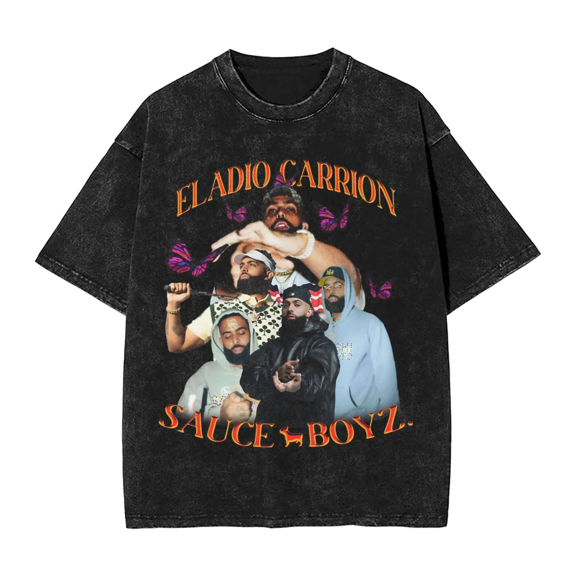 

Футболка Eladio Carrion, мытая футболка в стиле Харадзюку из 100% хлопка, футболка World Tour, рэпер, мужские и женские топы, уличная футболка с графическим принтом