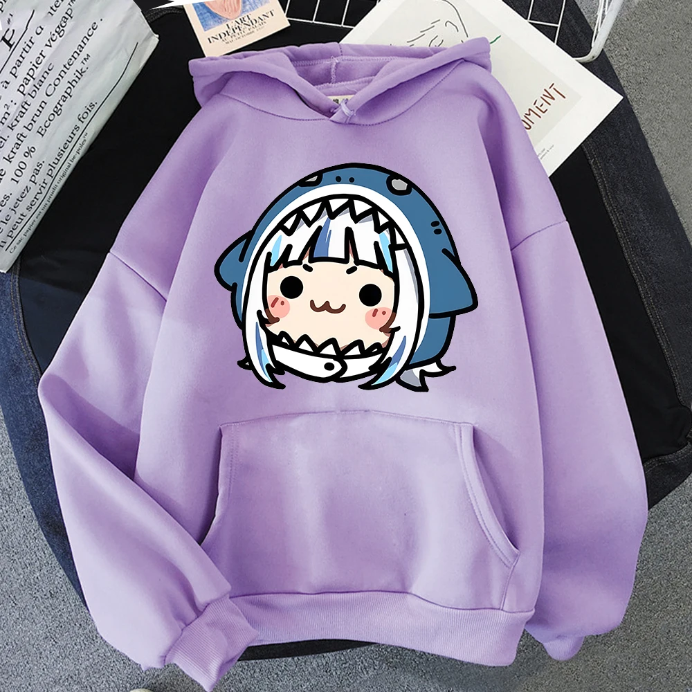 Hololive Hoodies English VTuber Gawr Gura Merch Causal Japanese Streetwear Men Long Sleeve Pullover Hoody Sweatshirt Y2K Casual