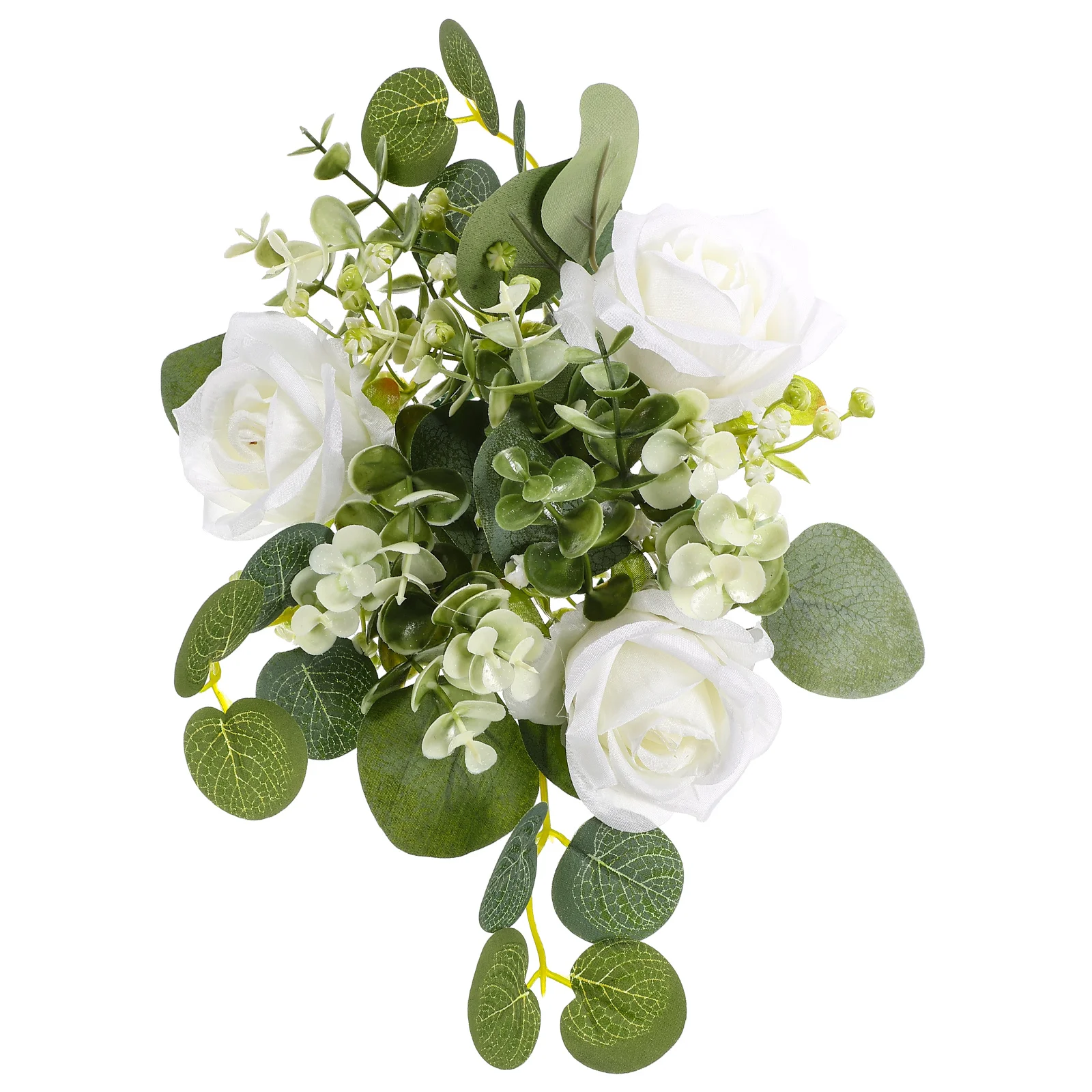 

Ring Artificial Wax Rose Eucalyptus Wreath Home Silk Floral Garland Table Centerpiece Wedding Holiday