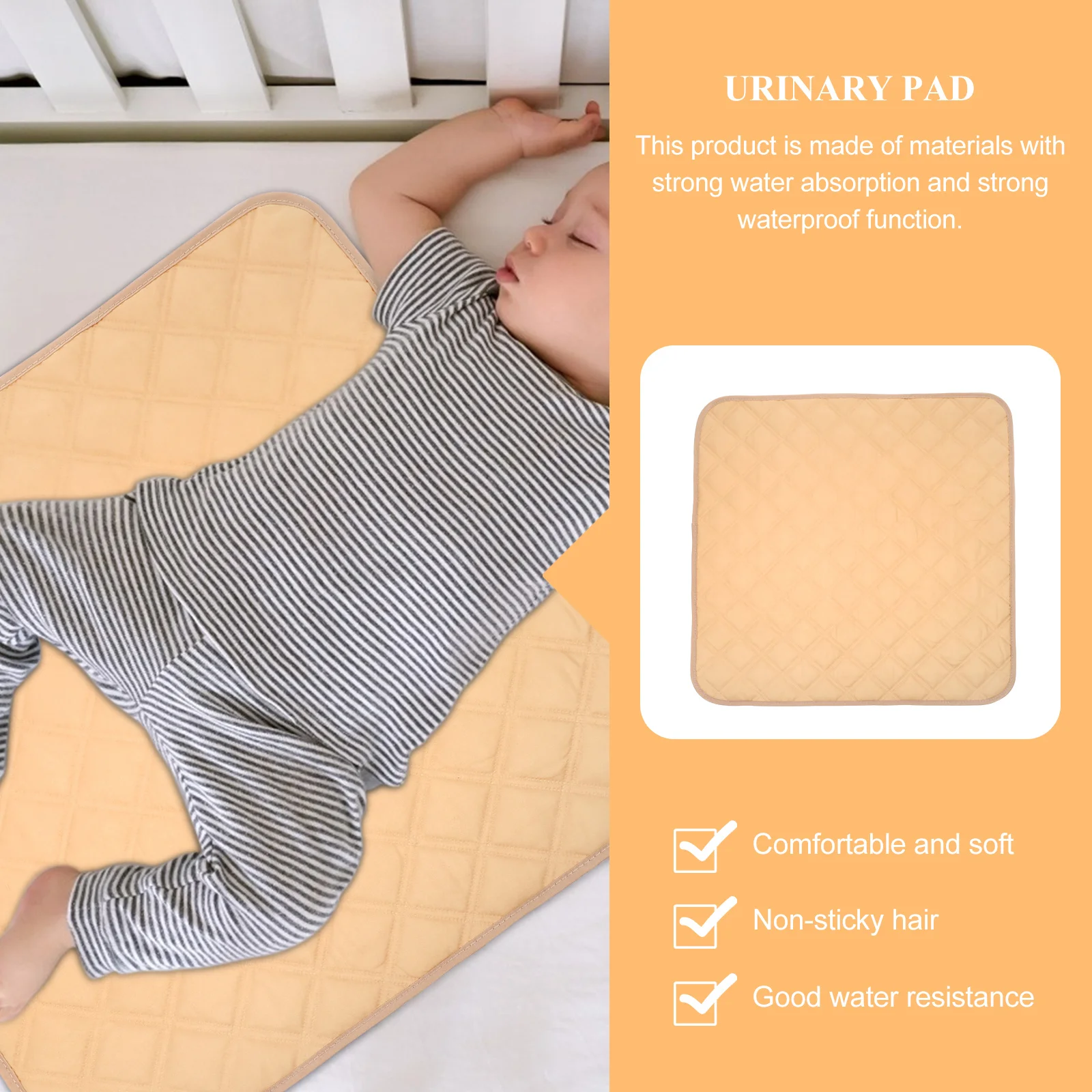 

1Pcs Waterproof Seat Pad Khaki Heavy Duty Pee Absorbing Mat for Elderly Menstrual Pregnancy Use Non-Slip Bottom Machine Washable