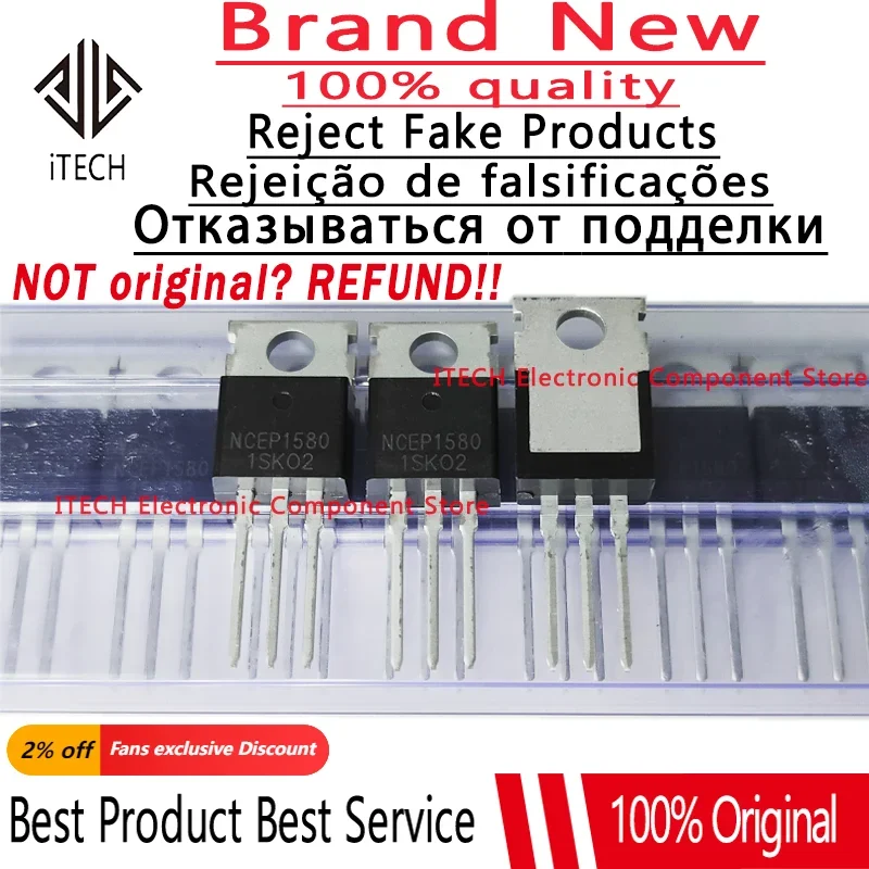 Transistor MOSFET NCEP1580, 150V80A, 1580 a-220, 100% nuevo y genuino, 10-50 piezas/lote, Original