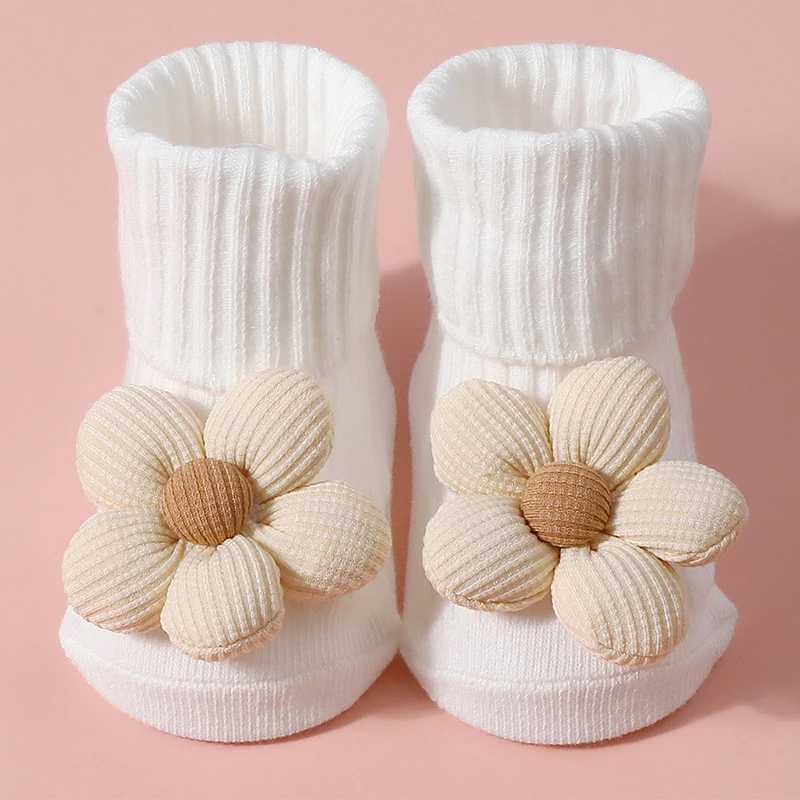 

Kids Soft Cotton Socks Lovely Flower Solid Baby Girl Socks Anti-Slip Floor Socks Toddler Warm Children Middle Tube Socks