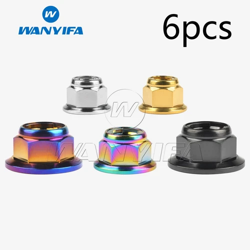 Imagen 1 del producto Tuerca de titanio Wanyifa M6/M8/M10/M12 Tuercas de bloqueo de brida para modificación de ciclismo 6 piezas