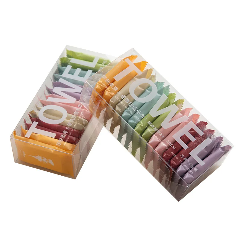14pcs/box Disposable Towel Portable Travel Thickened Compressed Face Cleansing Beauty Square Towel Washcloth Individually packag