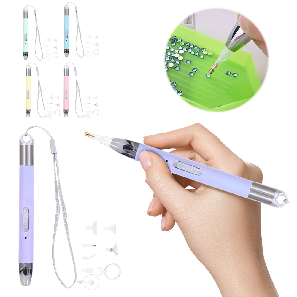 

Ручка для алмазной живописи Ручка для рисования алмазным рисунком с 7 наконечниками Блестящая алмазная ручка для рисования с подсветкой USB Перезаряжаемая для начинающих