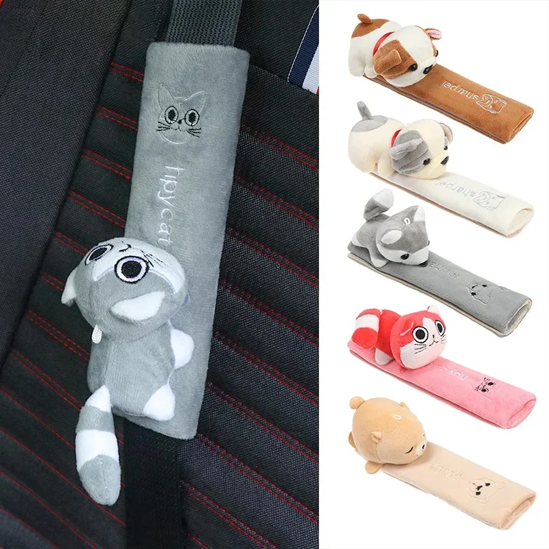 1 Peça Capa de Cinto de Segurança de Carro de Pelúcia com Desenho de Animal Fofo - Almofada Protetora de Ombro Macia e Confortável para Interior Automotivo