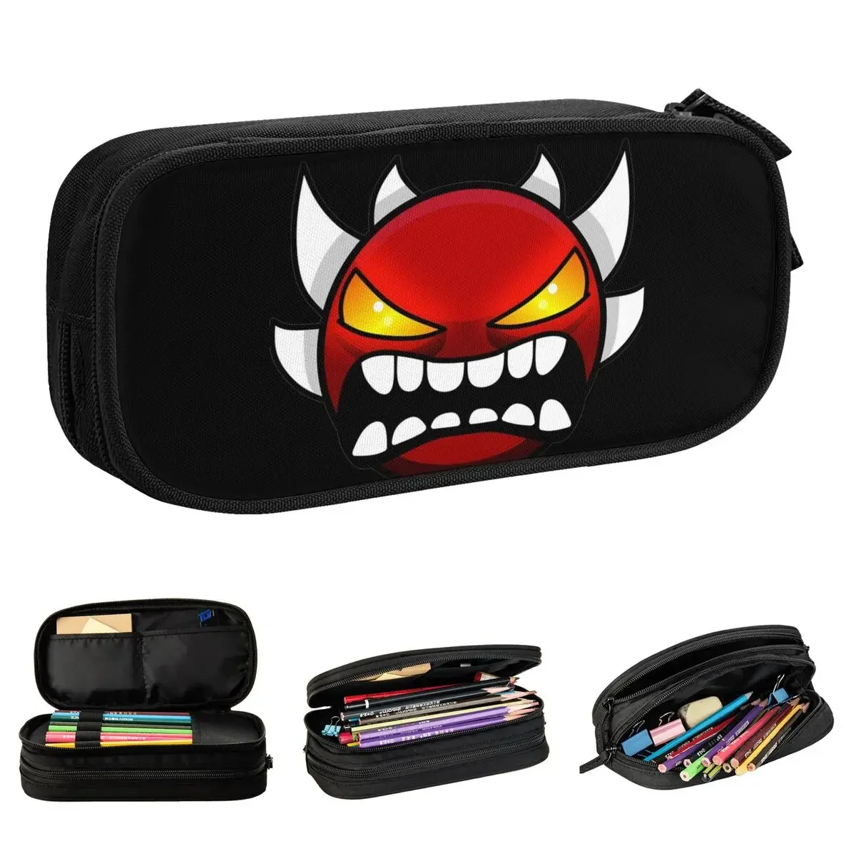 Geometry Game Dash Pencil Cases Extreme Demon Pen Bags Girl Boy Large Storage School Supplies Zipper Pencil Pouch