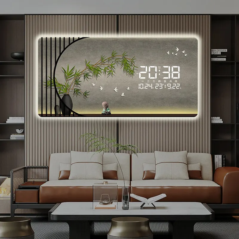 

Luxury Calendar LED Wall Clock Living Room Decorative Painting Restaurant Mute Digital Hang Clock Bedroom Alarm Clock Home Decor
