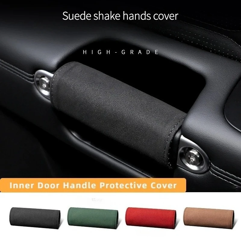 Door Handle Cover Suede Inner Roof Handle Protective Cover Universal Car Accessories Interior Modify for Tesla BMW Benz VW Jeep