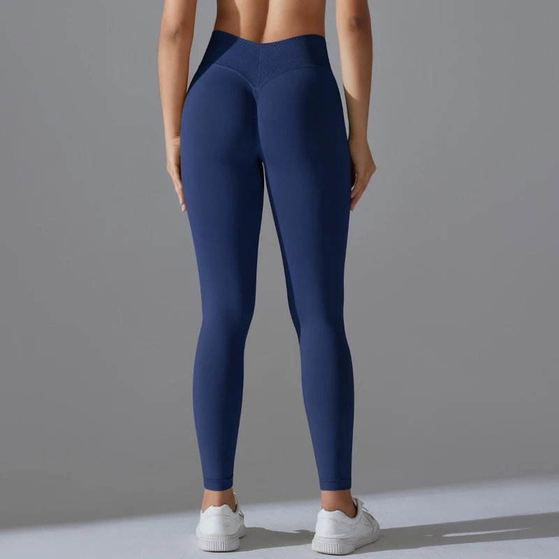 Mileegirl Новые женские брюки для йоги со прыжками на бедрах и V-образной талией, высокая талия, бесшовные брюки персикового цвета для бега, фитнеса и формирования бедер